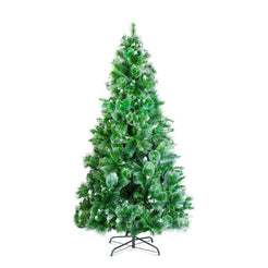 Brad artificial, 210 cm, argintiu cu ramuri dese, PVC, înzăpezit