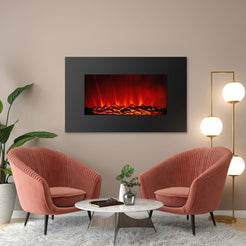 Șemineu electric de perete, radiator + LED,91 x 15 x 56 cm